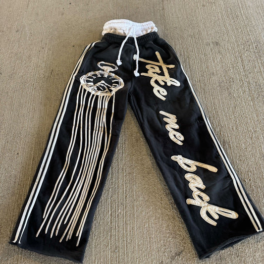 “Black” Take Me Back Double Waisted Sweatpants