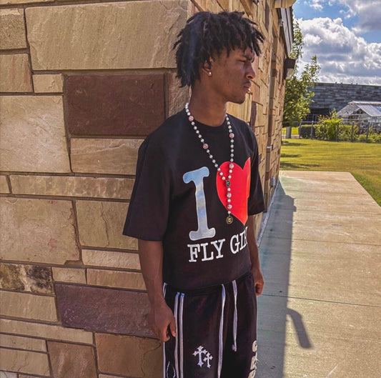 Black “I Love Fly Girls” Oversized Boxy Tee