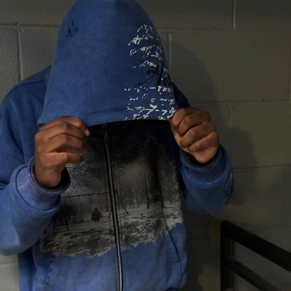 ‘Memories Fade’ - Reversible Zip Up Hoodie