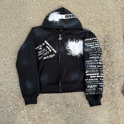 'Pain Hurts' - Black Zip Up Hoodie