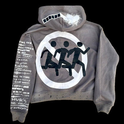 'Pain Hurts' - Grey Zip Up Hoodie