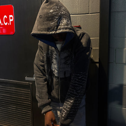 ‘Memories Fade’ - Reversible Zip Up Hoodie