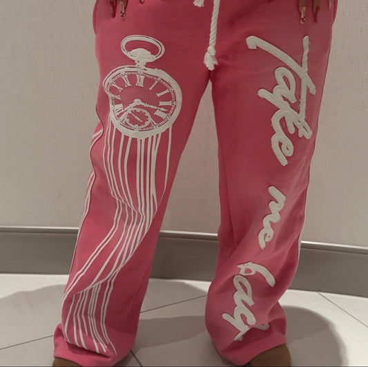 “Pink” Take Me Back Double Waisted Sweatpants