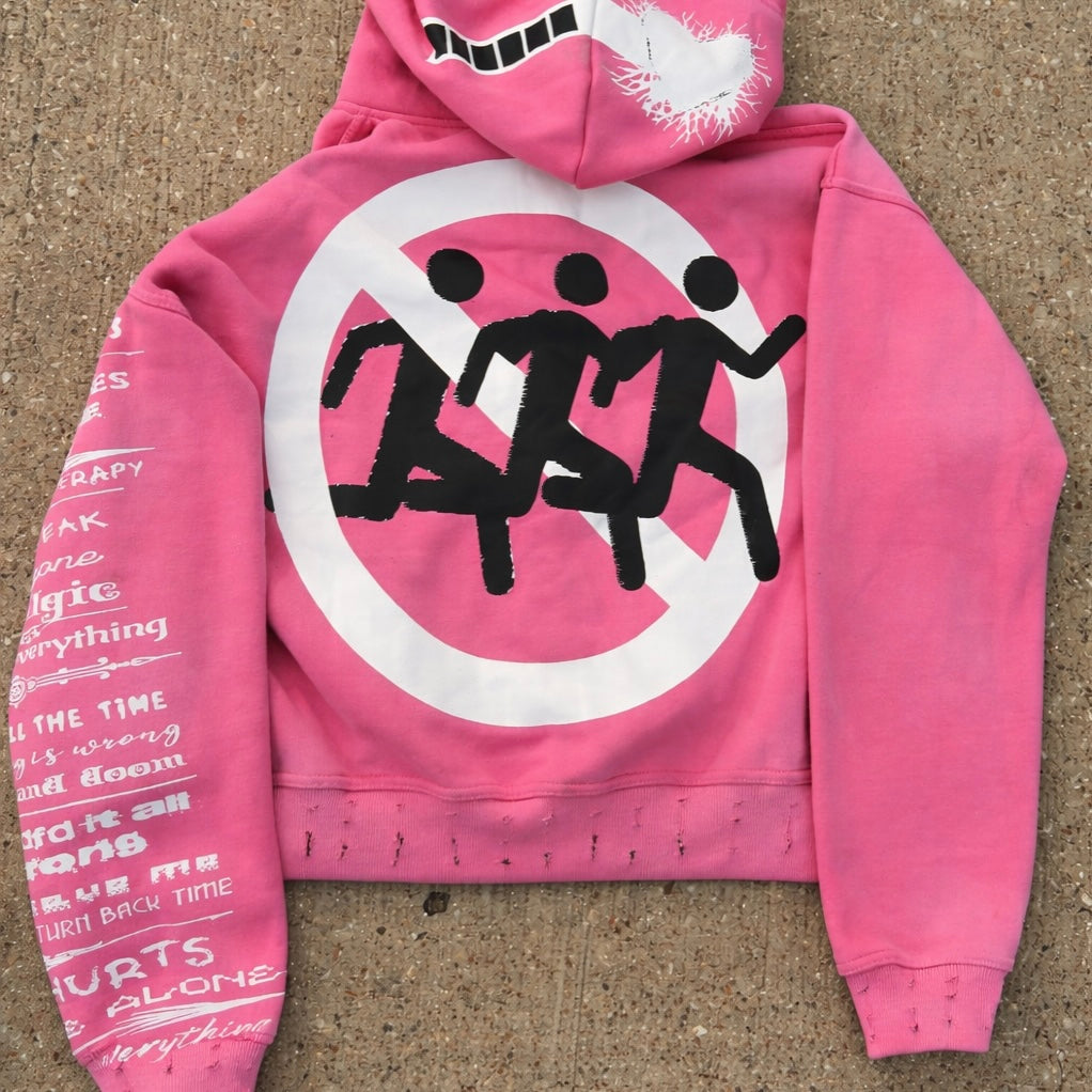 'Pain Hurts' - Pink Zip Up Hoodie