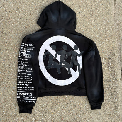 'Pain Hurts' - Black Zip Up Hoodie