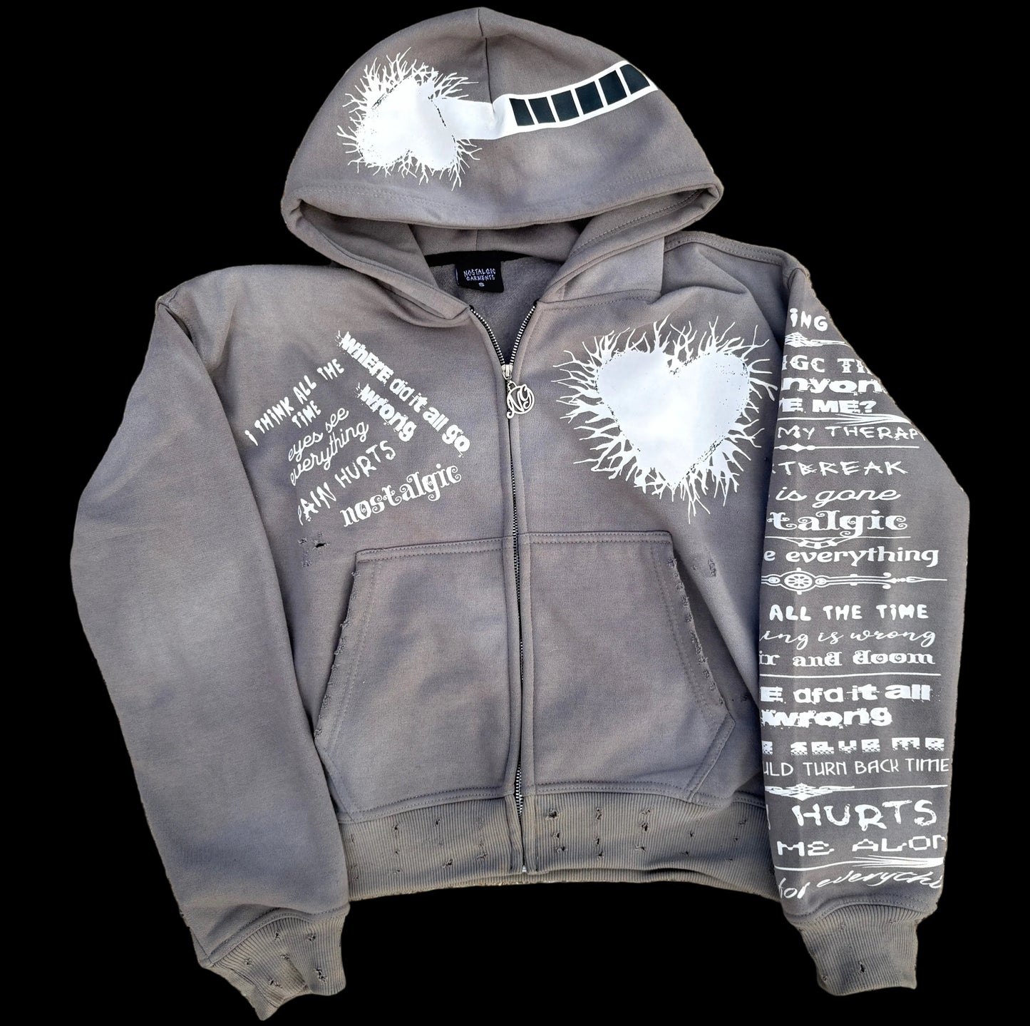 'Pain Hurts' - Grey Zip Up Hoodie