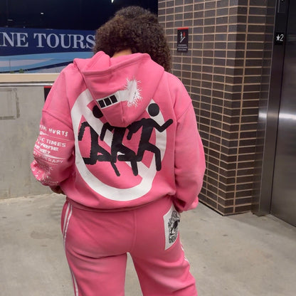 'Pain Hurts' - Pink Zip Up Hoodie