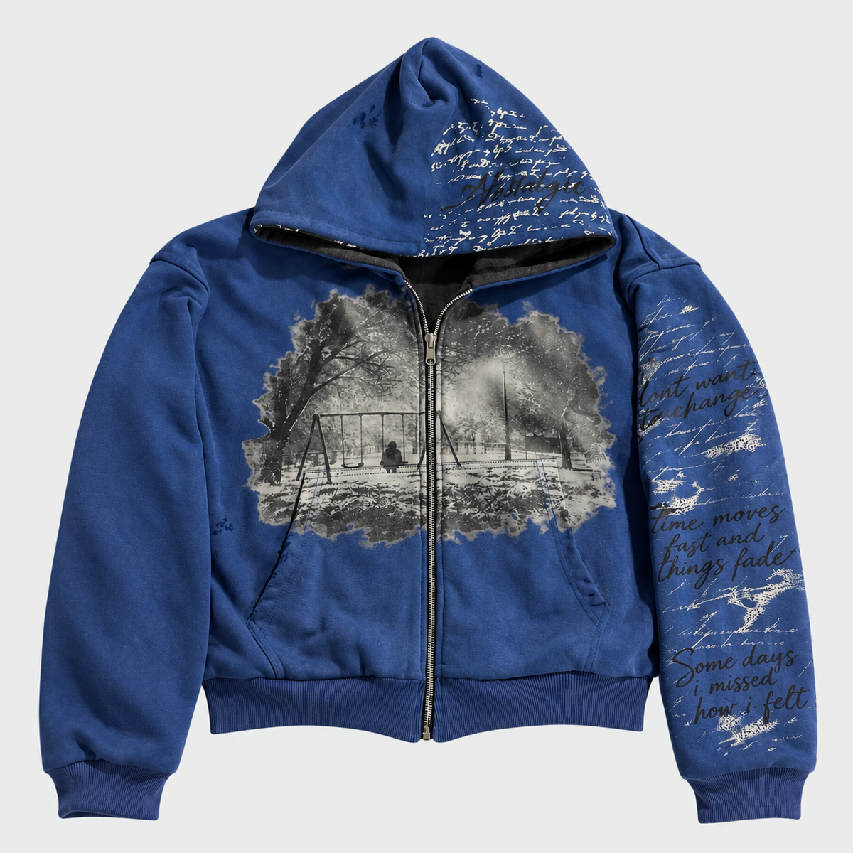 ‘Memories Fade’ - Reversible Zip Up Hoodie