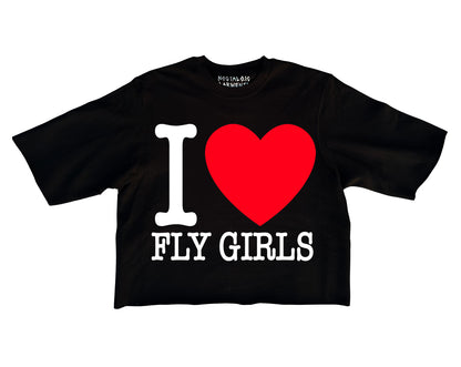 Black “I Love Fly Girls” Oversized Boxy Tee