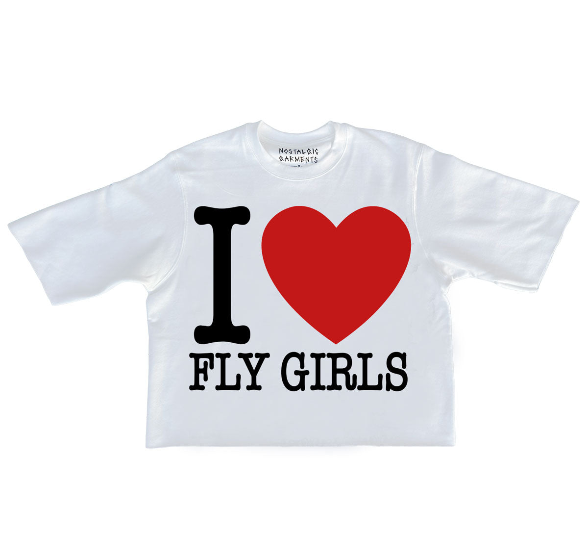 White “I Love Fly Girls” Oversized Boxy Tee
