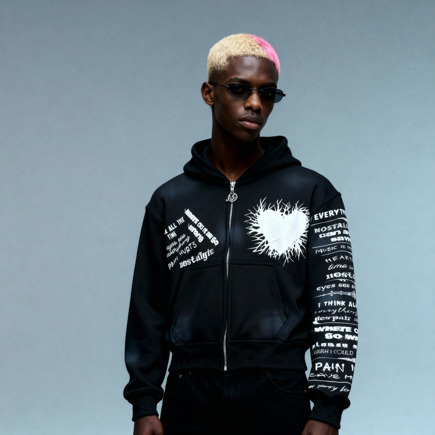 'Pain Hurts' - Black Zip Up Hoodie