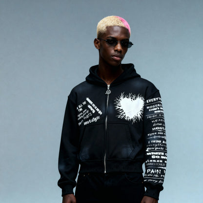 'Pain Hurts' - Black Zip Up Hoodie