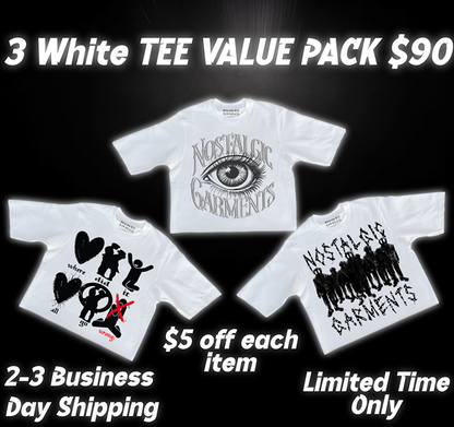 3 White Tee Value Pack