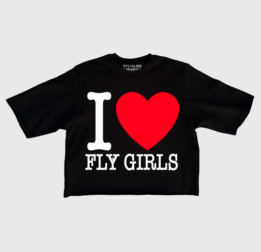 Black “I Love Fly Girls” Oversized Boxy Tee
