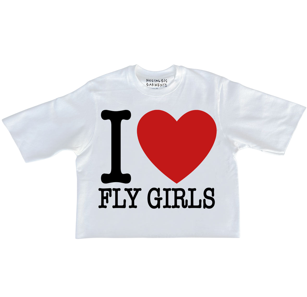 White “I Love Fly Girls” Oversized Boxy Tee
